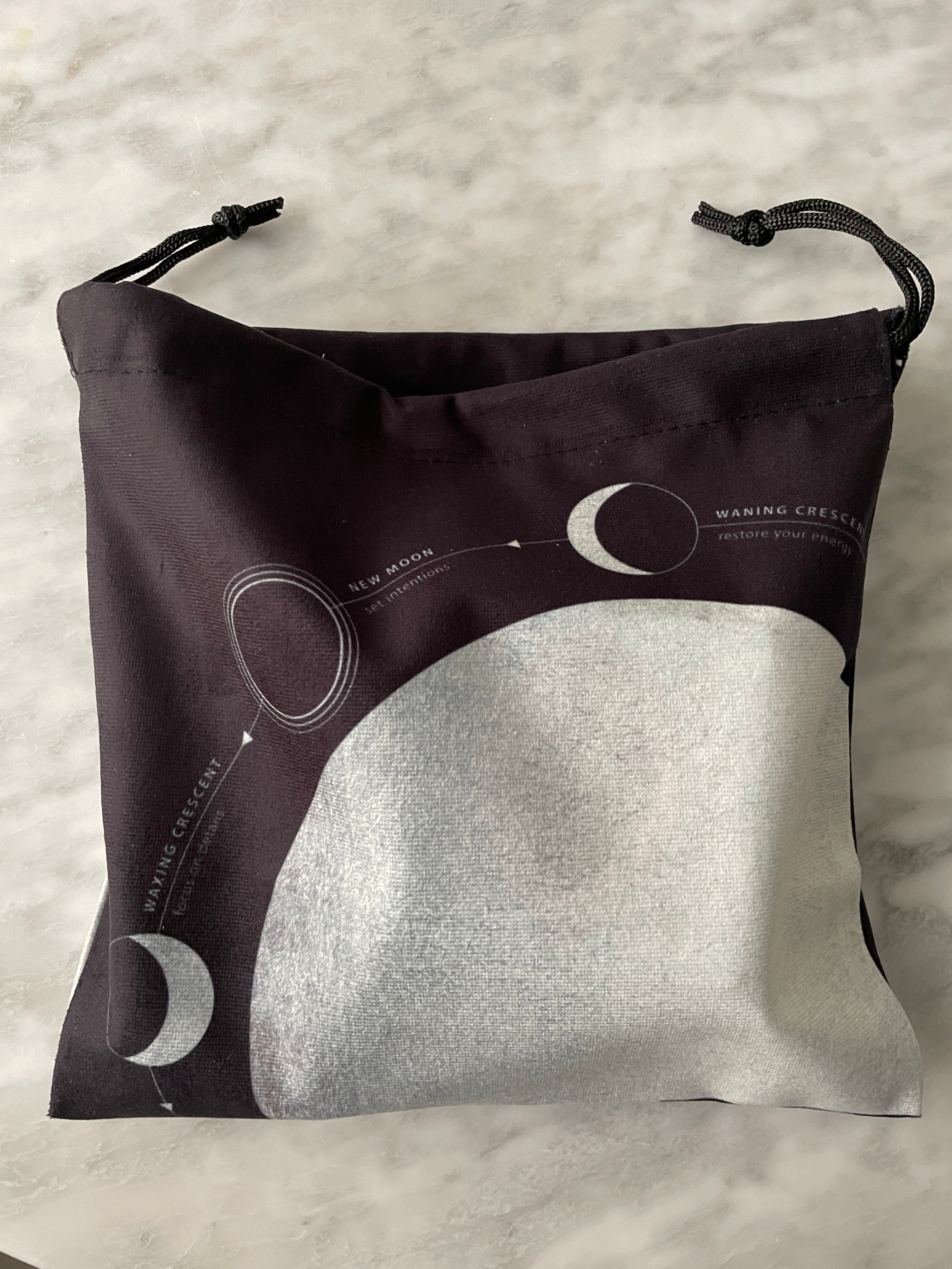 Velvet bag, LARGE: Moon Phases, large 9.5 inches x 9.5 inches