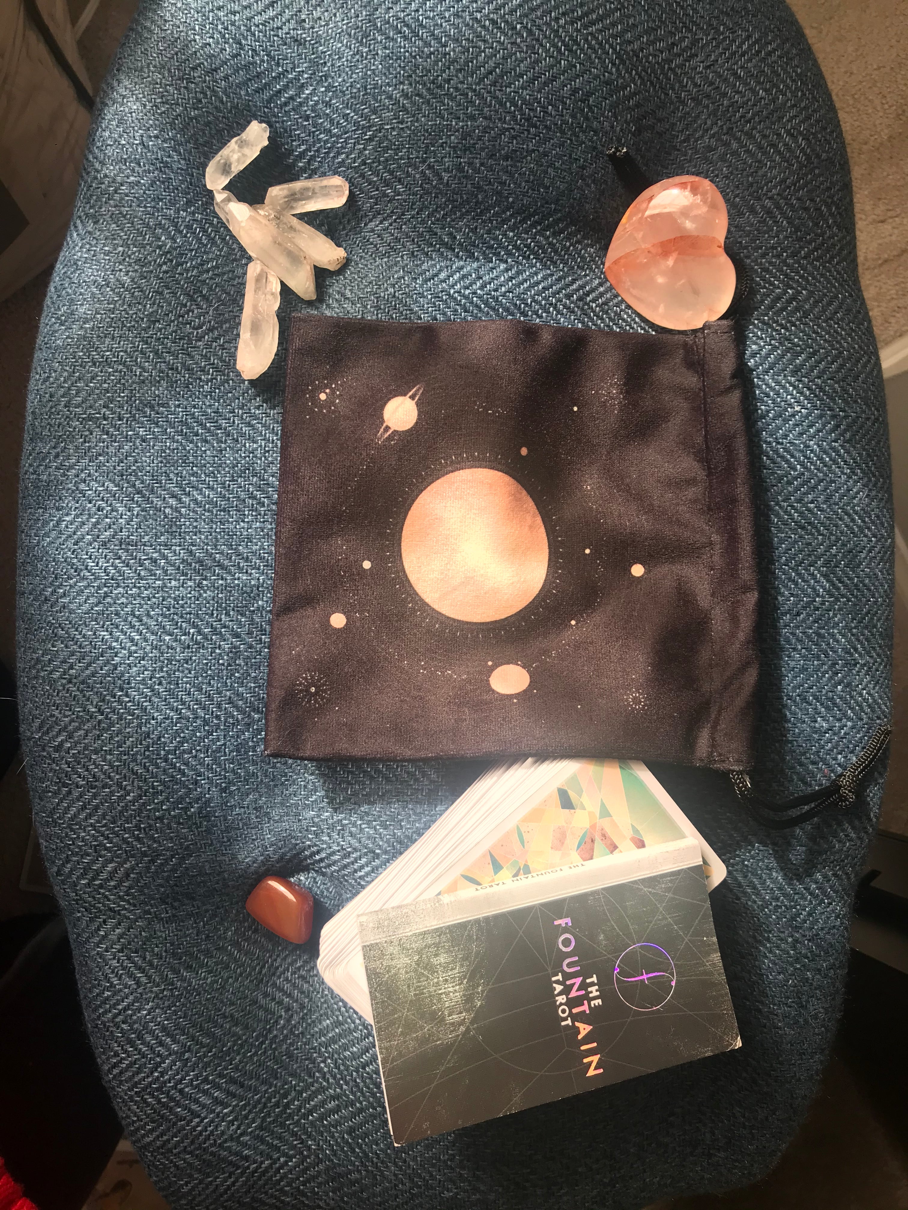 Velvet bag, SMALL: Planets and Solar System, Small 6 inches x 6.5 inches tall, Black Velvet