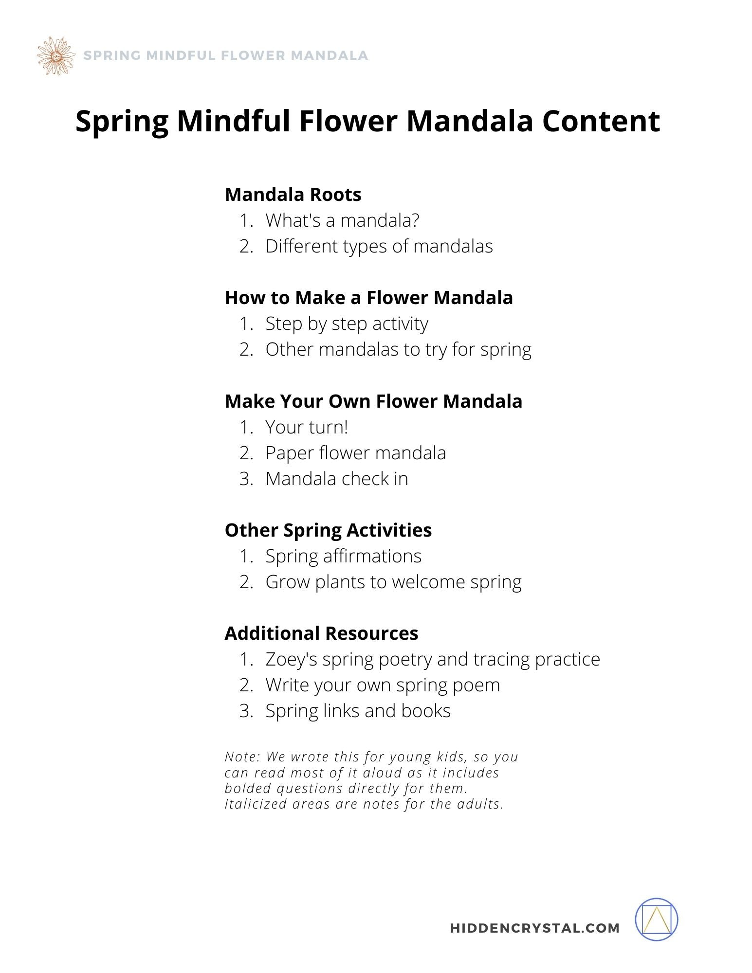 Spring Mindful Flower Mandala (Family Activity): Digital Download